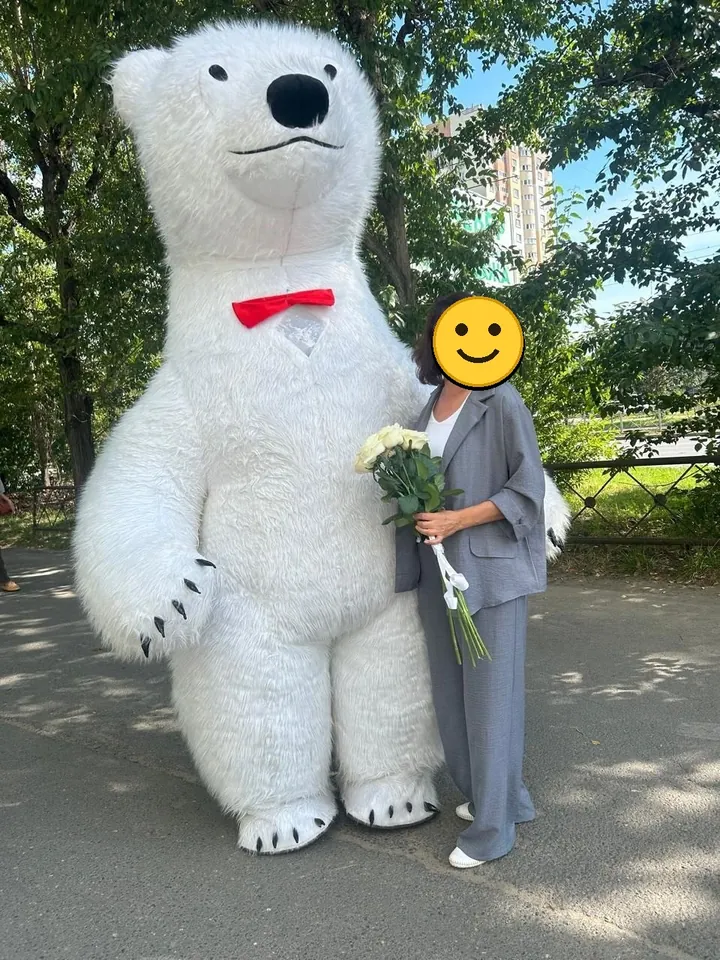 Ростовая кукла белый мишка на праздник в Омске